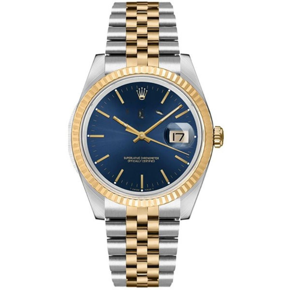 Datejust Gold &amp; Stahl, blaues Zifferblatt, 36 mm